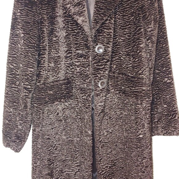 Gallery Faux Fur Lined Notched Collar Coat Size S Espresso Brown - Picture 7 of 7